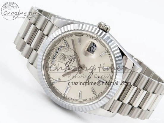 MiroTime 0226 GoodFit DayDate 40 SS JDF 904L Steel Silver Crystal Dial on President Bracelet VR3255 V3 (Gain Weight) 1431